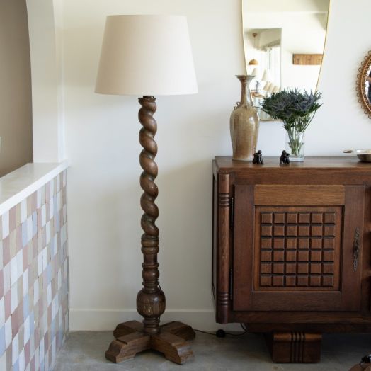 French Twisted Wood Floor Lamp