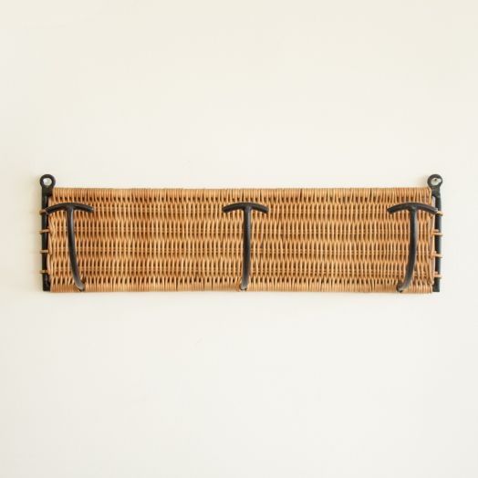 French Wicker and Iron Wall Hook