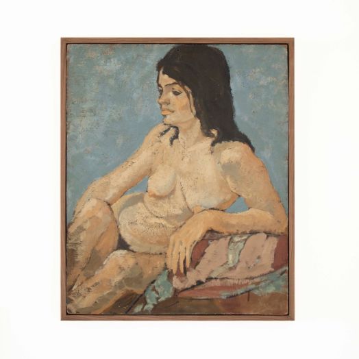 Large French 1950's Expressionist Painting, Nude Woman