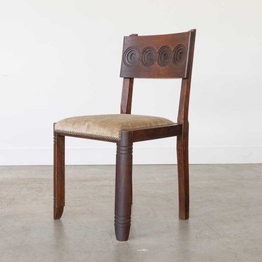 French Carved Wood Chair by Charles Dudouyt