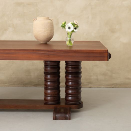 1930's French Art Deco Carved Dining Table by Gaston Poisson