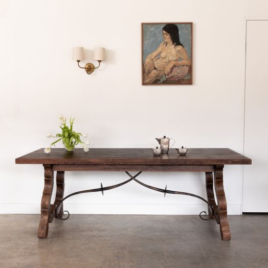 19th Century Spanish Wood Trestle Table
