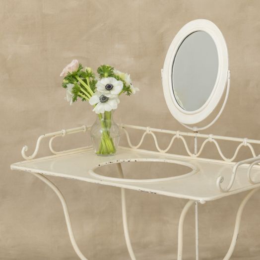 1950's French White Iron Vanity