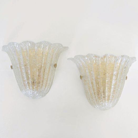 Pair of Barovier Scalloped Glass Sconces