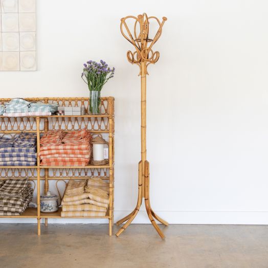 French Bamboo and Rattan Coat Rack