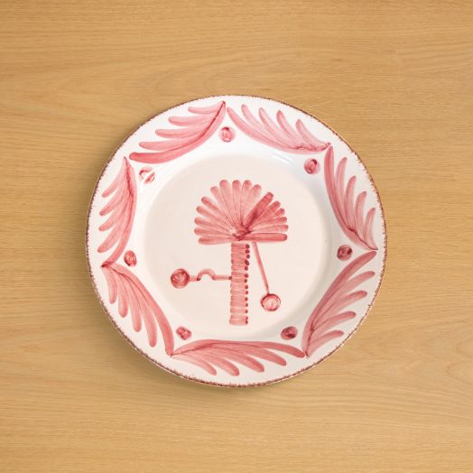 Dinner Plate with Palm, Pink