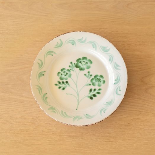 Dinner Plate with Flowers, Green