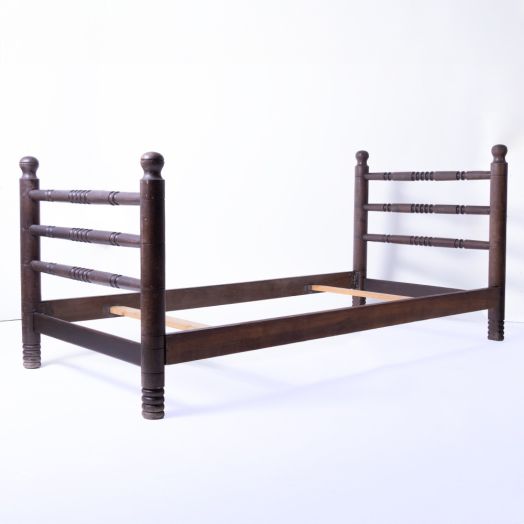 1940's French Carved Wood Bed by Charles Dudouyt