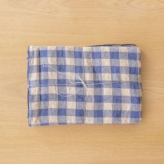 Vintage Gingham Tablecloth, Blue Large