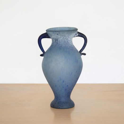 Blue Murano Scavo Glass Vase