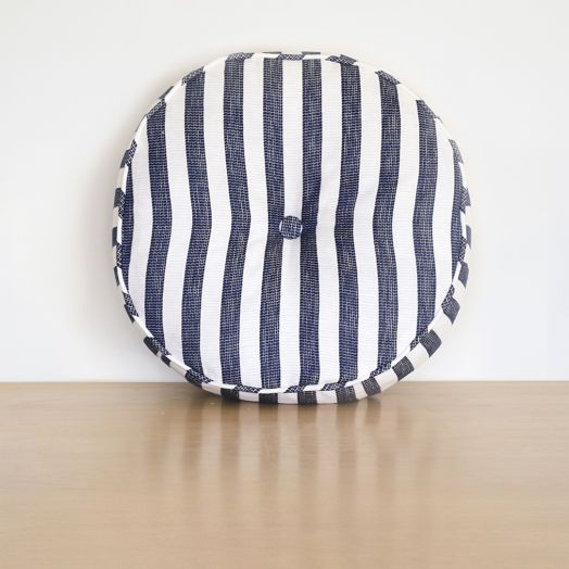 Blue Stripe Circle Pillow