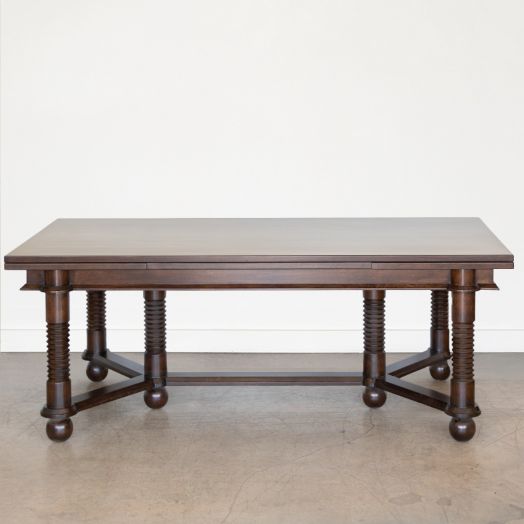 French Oak Extendable Dining Table by Charles Dudouyt