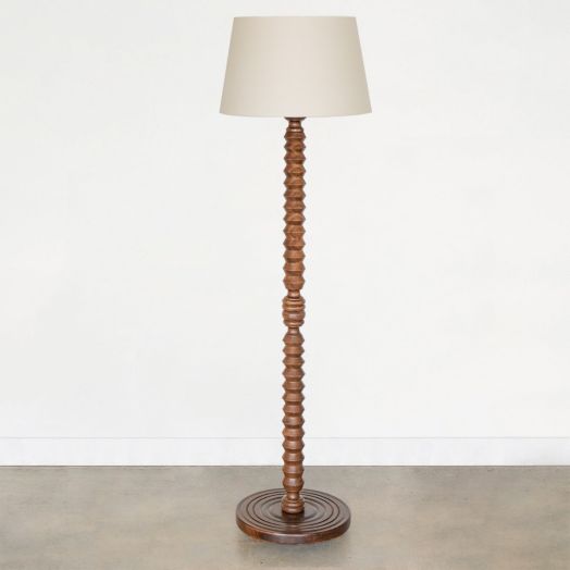 Carved Wood Floor Lamp by Charles Dudouyt