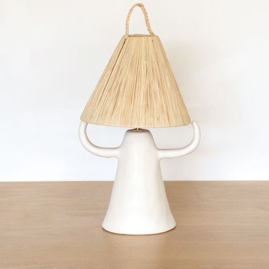 Ceramic and Raffia Dona Lamp