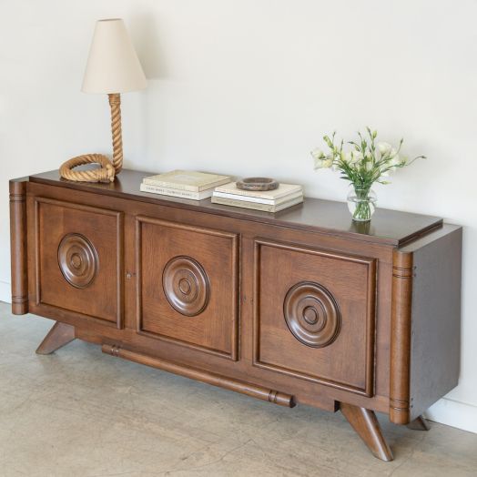 Long French Oak Sideboard by Charles Dudouyt - ON HOLD