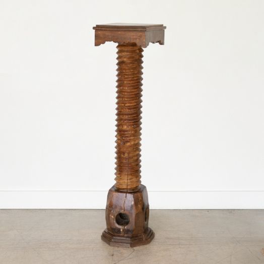 Large French Twisted Wood Pedestal Table