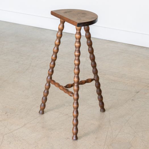 Tall French Wood Tripod Stool
