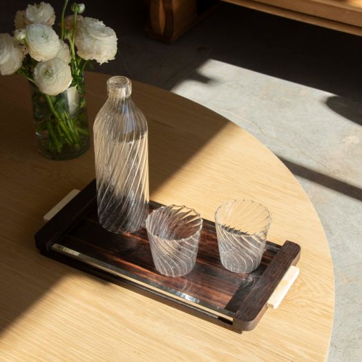 French 1950's Wood and Chrome Tray