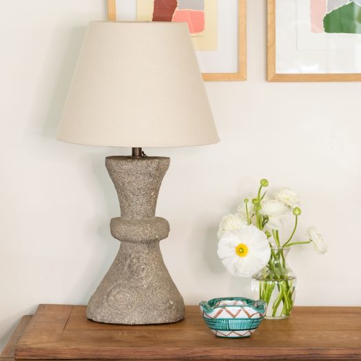 French Cement and Linen Table Lamp