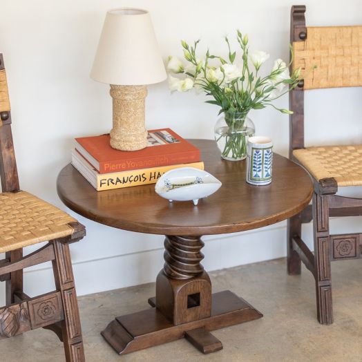 French Twisted Wood Gueridon Table