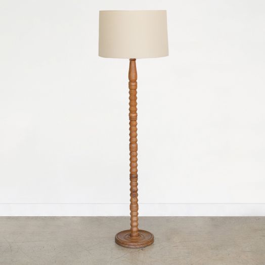Carved Wood Floor Lamp in the Style of Charles Dudouyt