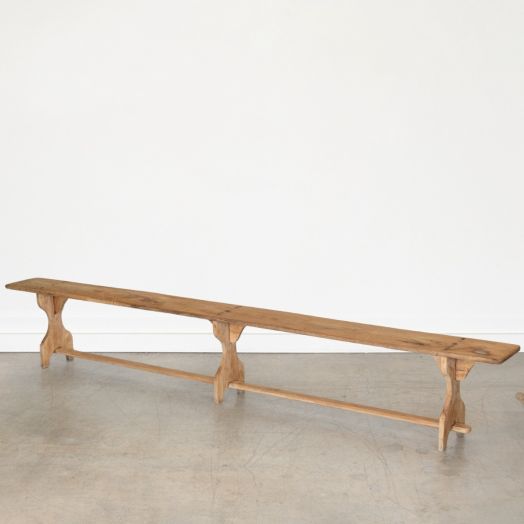 Long French Oak Trestle Bench