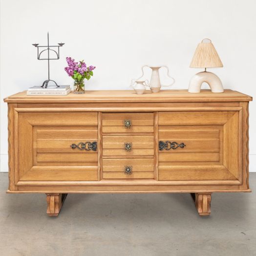 1940's French Scalloped Oak Sideboard