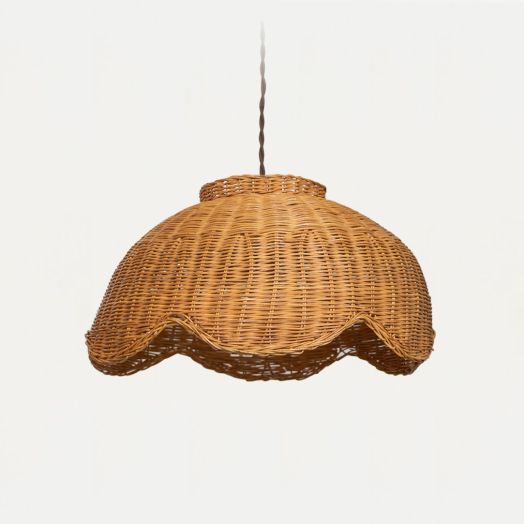 French Wicker Scalloped Dome Light - ON HOLD