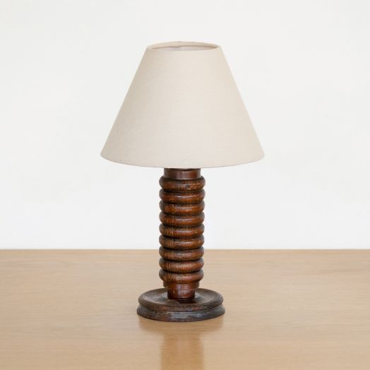 French Ribbed Wood Table Lamp