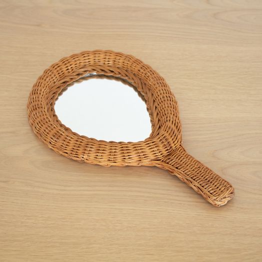 French Wicker Hand-Held Mirror