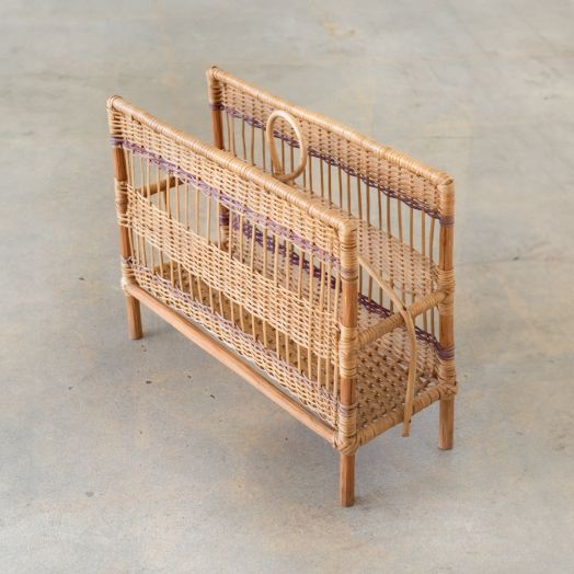 French Wicker and Bamboo Magazine Rack