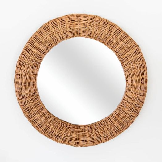 French Wicker Circle Mirror