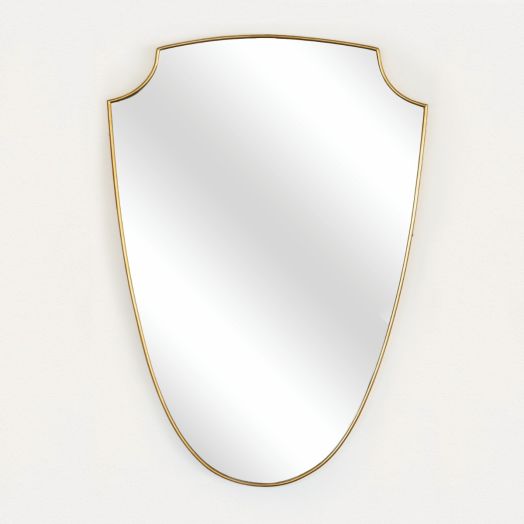 Large Italian Brass Shield Mirror