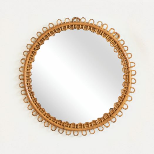 Italian Circular Rattan Mirror