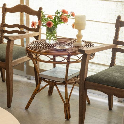 Italian Rattan Gueridon Table