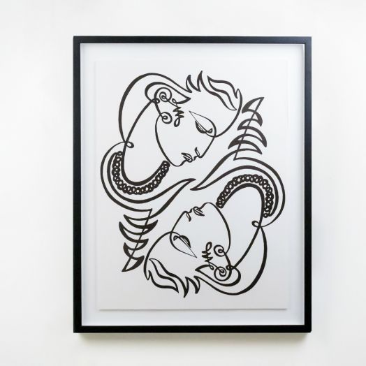 Jean Negulesco Continuous Line Drawing, Black and White