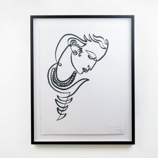 Jean Negulesco Continuous Line Drawing, Black and White Signed