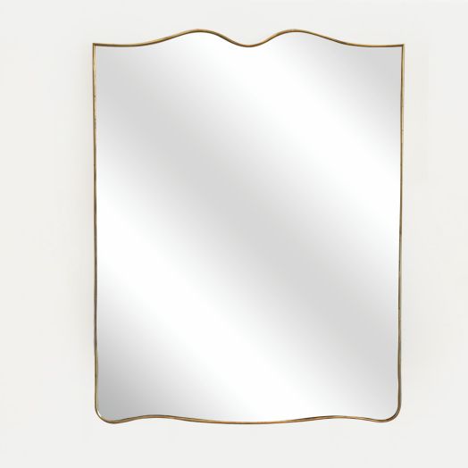Large Italian Brass Wavy Mirror