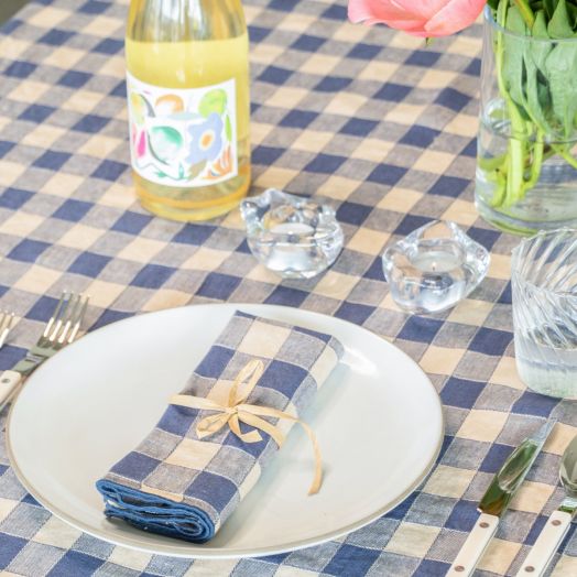 Vintage Gingham Napkin in Blue, Set of Two