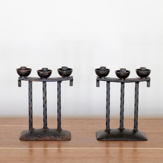 Pair of French Iron Candlesticks