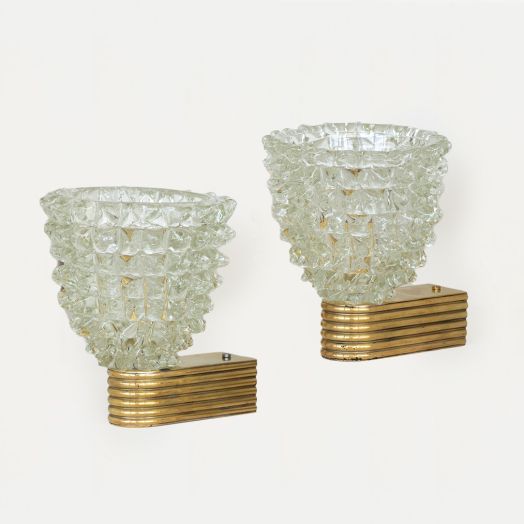 Pair of Rostrato Glass Sconces by Barovier