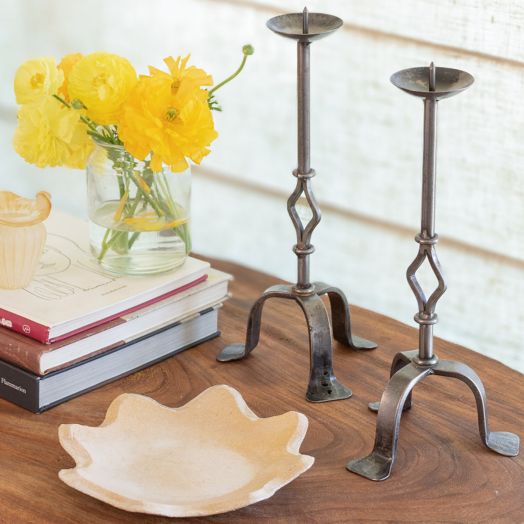 Pair of French Iron Candlesticks