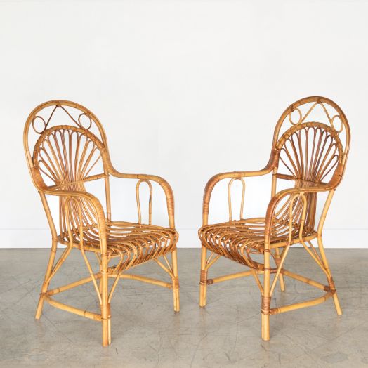 Pair of Italian Rattan Chairs