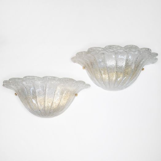 Pair of Italian Murano Wavy Glass Sconces