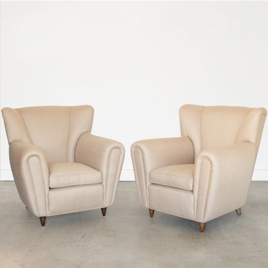 Pair of 1940's Italian Upholstered Armchairs