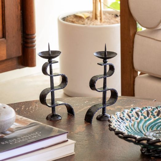 Pair of French Iron Candlesticks