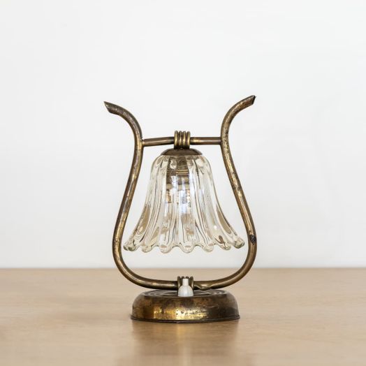 Petite Barovier Glass and Brass Lamp