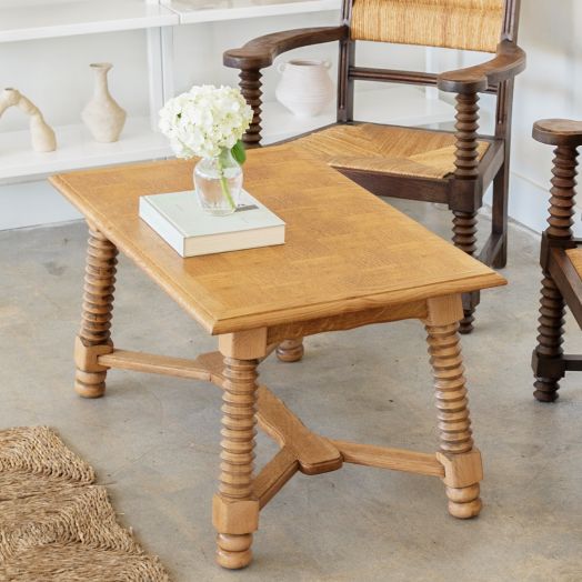 French Oak Coffee Table by Charles Dudouyt