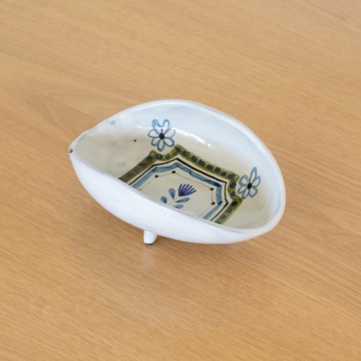 Roger Capron Painted Ceramic Dish with Flower Motif
