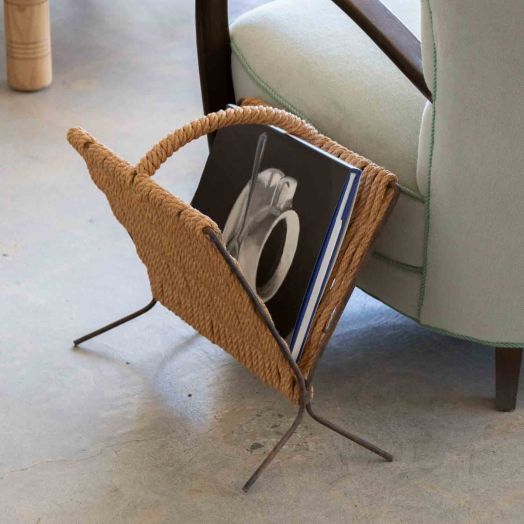 French Rope and Iron Magazine Rack - ON HOLD